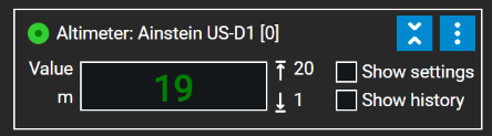 CPM altimeter widget showing readings